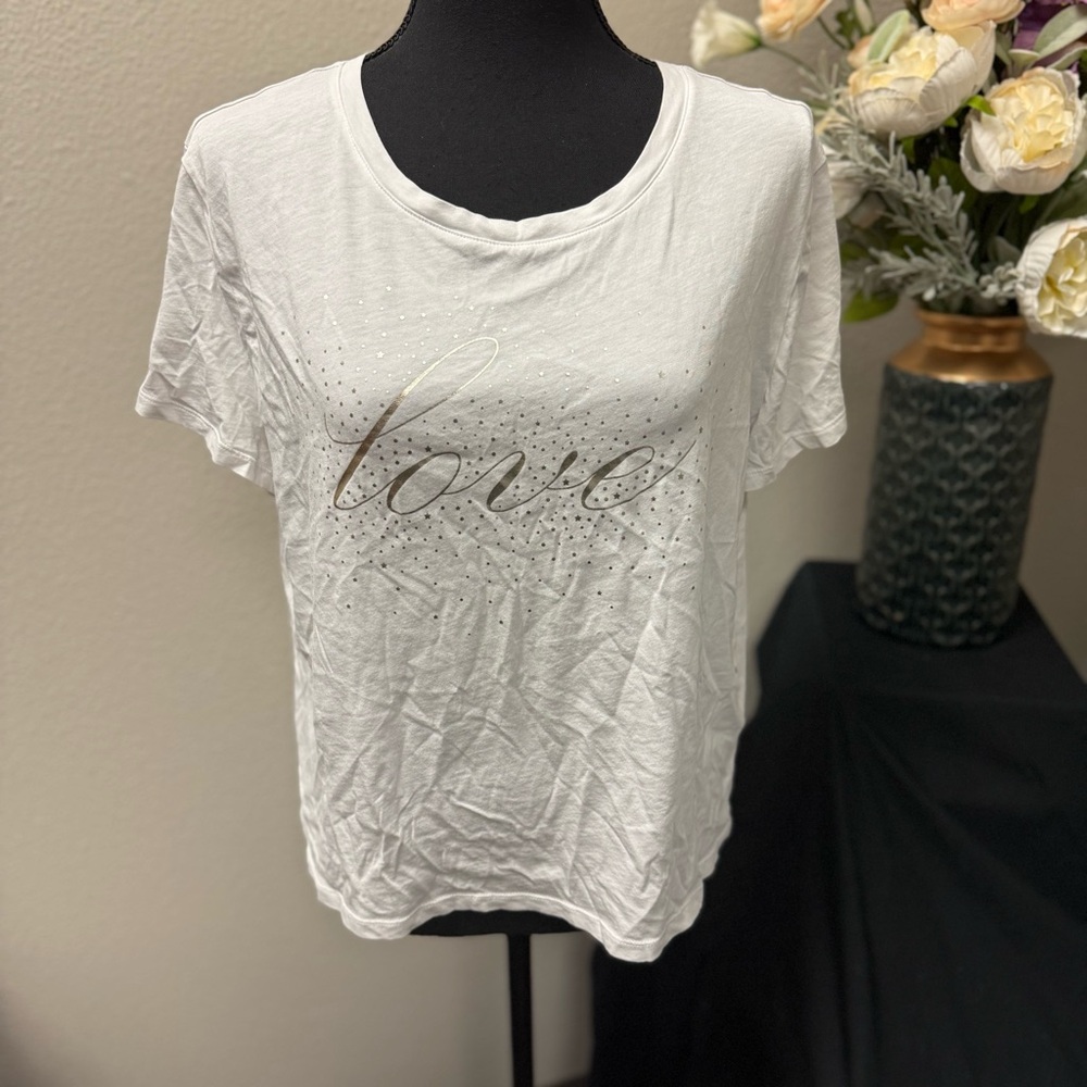 Victoria’s Secret White “Love” Rhinestone Tee – L